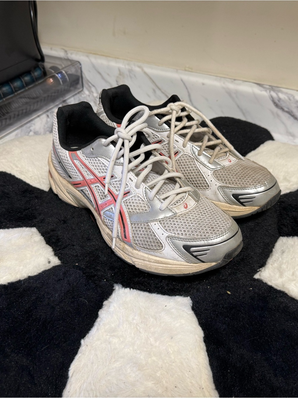 Asics Women's Silver Running Sneakers with Pink Accents